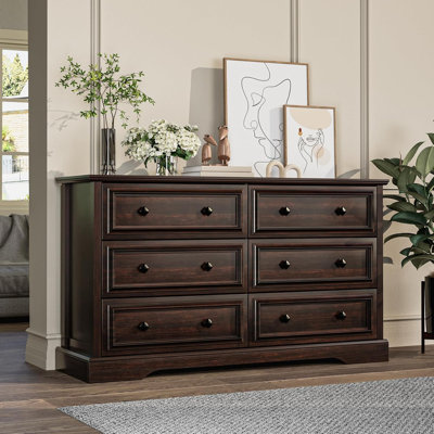 Farmhouse 6 Drawer Dresser For Bedroom, 54" Wide