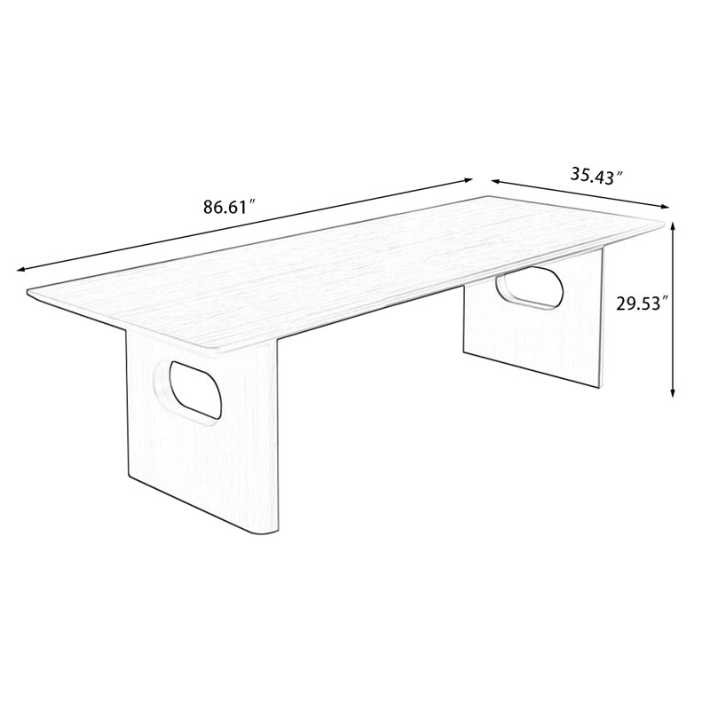 Brown Rectangular Solid Wood Dining Table, 29.53"H x 86.61"L x 35.43"W