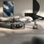 Table basse italienne ovale en pierre micro-cristalline
