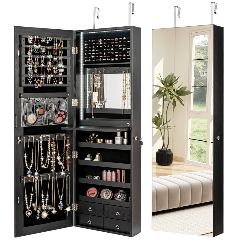 Adalbern Solid Wood Jewelry Armoire, White