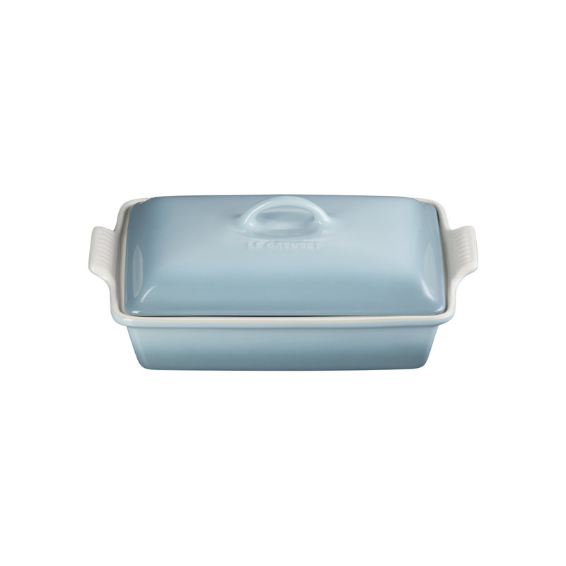 White Stoneware Non-Stick Rectangular Casserole with Lid