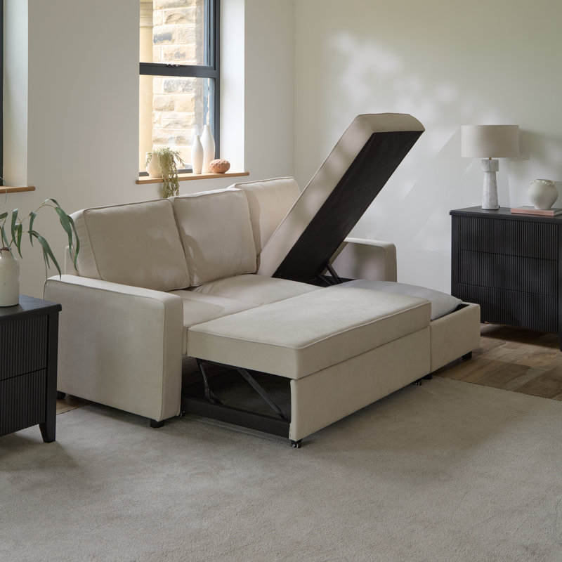 Seok Pull-Out Corner Sofa Bed, Off White