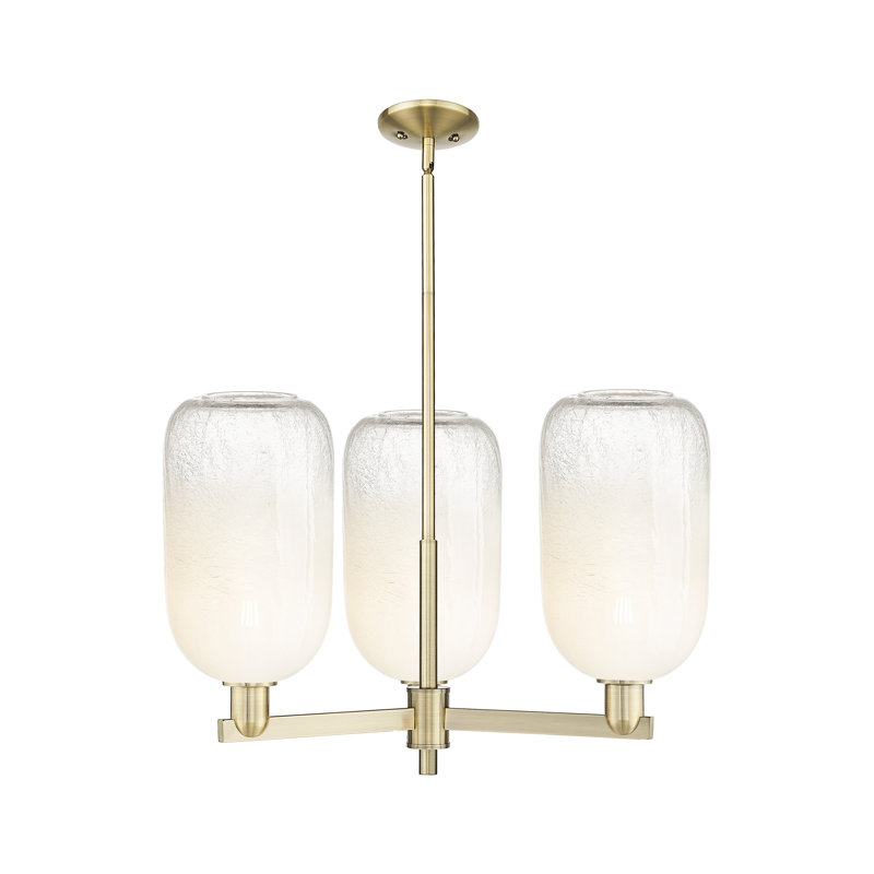 Lustre suspendu 3 lumières Gateshead, Opale, Laiton antique