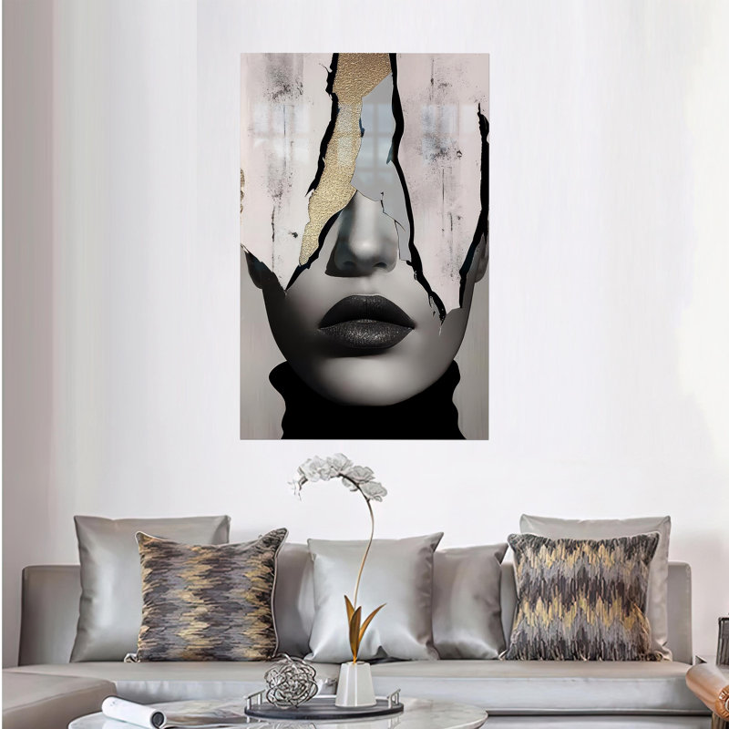 Décoration murale élégante et moderne avec impression abstraite de femme en verre trempé, cadeau parfait pour bébé fille