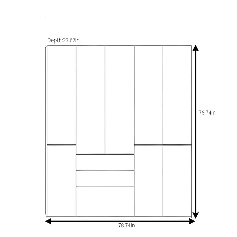 Garde-robe simple de couleur unie, H 78,74 po x l 78,74 po x P 23,62 po