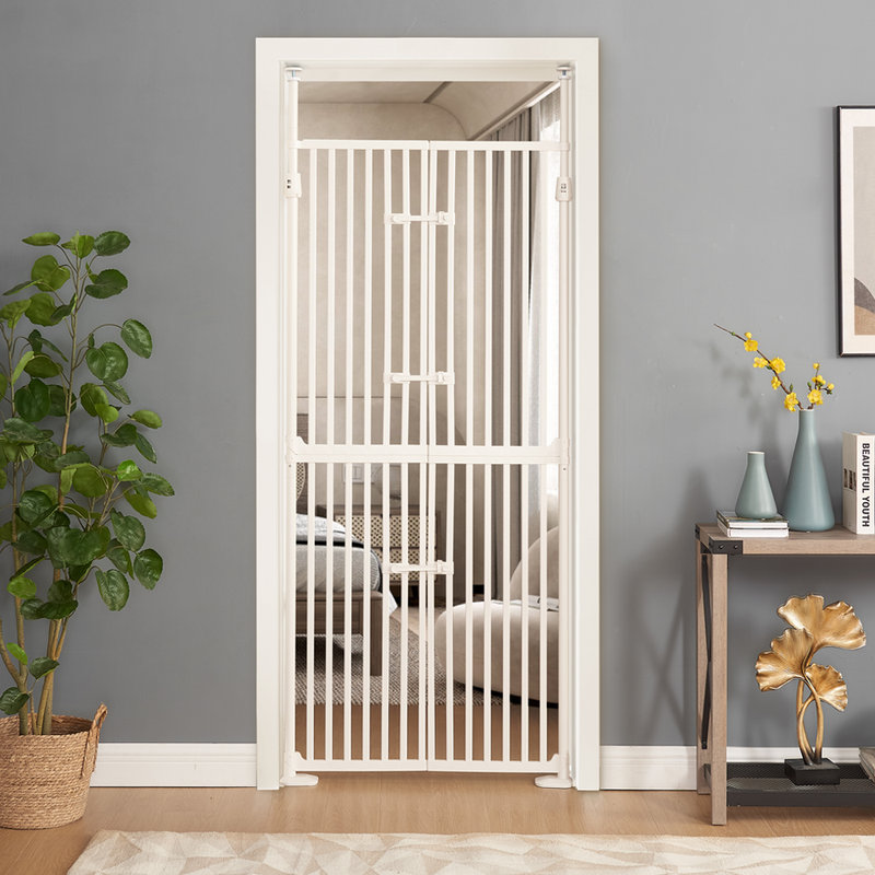 Narrow pet gate with best sale cat door