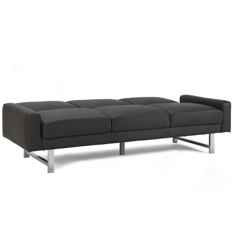 Upholstered 85.4'' Sofa, Flat Brown Faux Leather