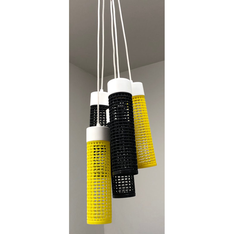 5 - Light Cluster Pendant, Yellow/Black, White