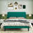 Full Platform Bed Frame with Velvet Upholstered Headboard and Wooden Slats Support, Mattress Foundation/No Box Spring Needed-950660879-950660876