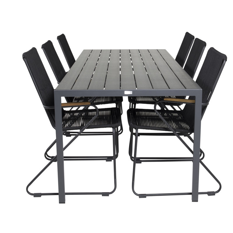 Hiran 6 - Person Acacia Patio Dining Set with Rectangular Table