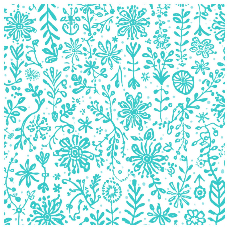 Édredon à motif floral turquoise, King