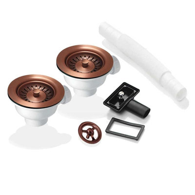 2X 90Mm Strainer Waste & Overflow For Astini, RAK, Rangemaster Ceramic Sink