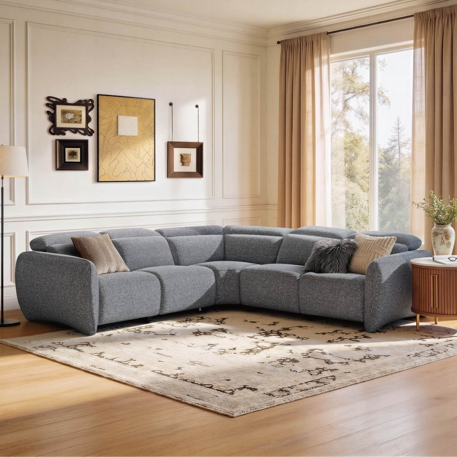 Astro Modular Sectional, Gray Polyester Blend