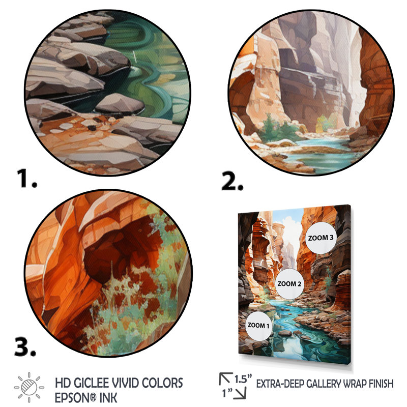 Baani Canyon Endless Journey VII sur impression sur toile, H 32 po x l 24 po x P 1 po, Cadre flottant doré