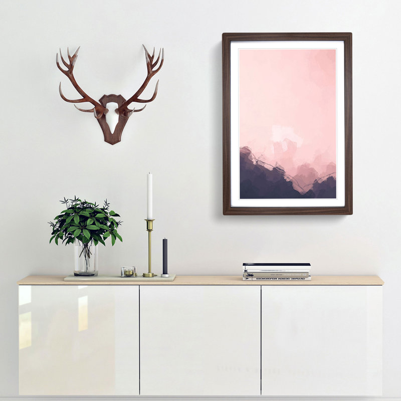 Moon Behind the Mountains - Picture Frame Graphic Art Print, 48cm H x 36cm W x 2cm D, Walnut Framed
