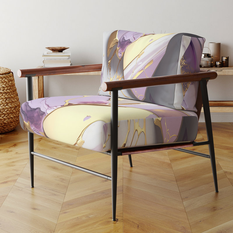 Cress - Fauteuil d'appoint rembourré en marbre, Noir, noir, noir, noir