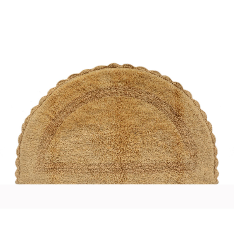 Tapis de bain demi-cercle en dentelle crochetée, Beige