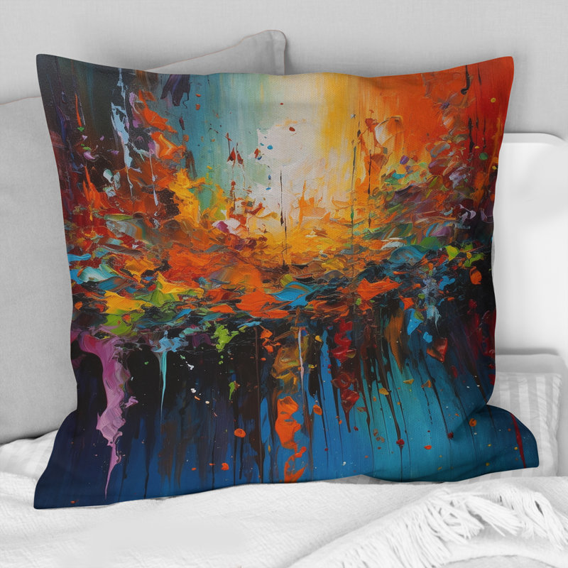 Coussin Orange Cubic Fusion - imprimé cubisme