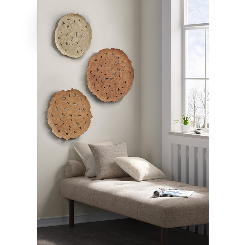 Rossi Spice Feather Textured Iron 3-Piece Wall Decor Set