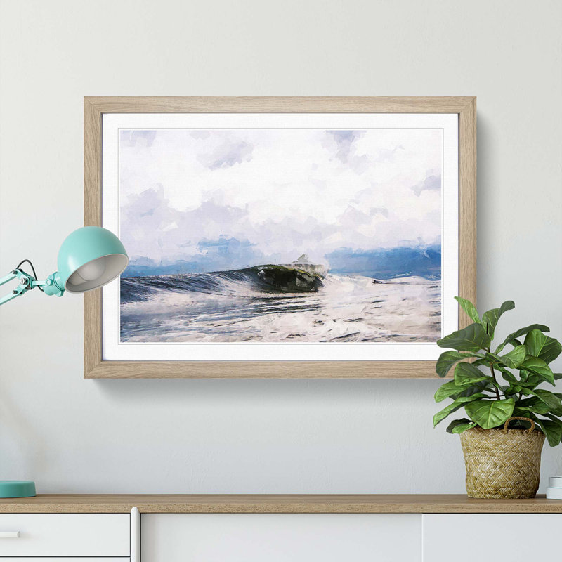Surfing in New York in Abstract - Framed Print, 27cm H x 36cm W x 2cm D, Oak Framed
