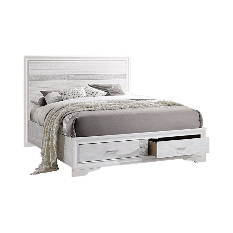 Ensemble de chambre à coucher avec rangement Dunfries Abagael, Blanc, Simple