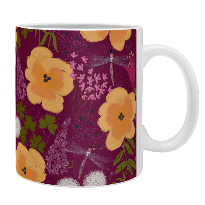 Grande tasse à café pissenlits et sauvage pensées