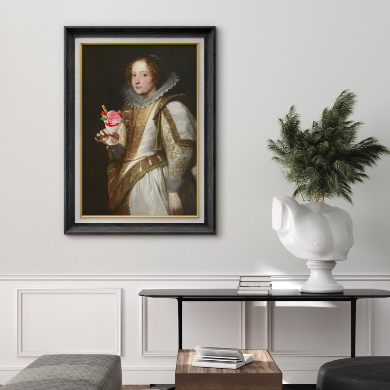 "English British Queen Sundae" sur toile, H 36 po x l 26 po, Cadre noir de qualité supérieure