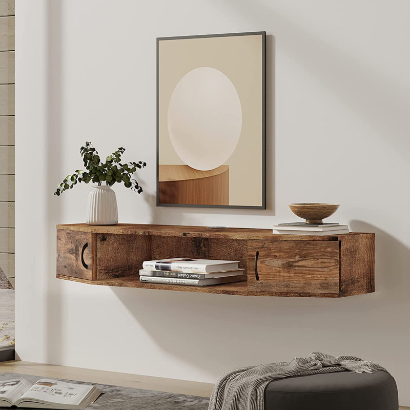 Meuble télé flottant pour téléviseur de 55 po ou moins Javanta, Rustic Brown