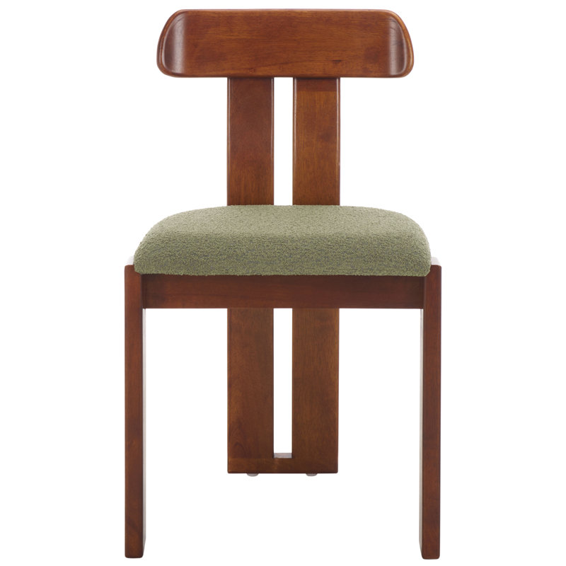Cayde Boucle Seat Dining Chair, Sage/Walnut