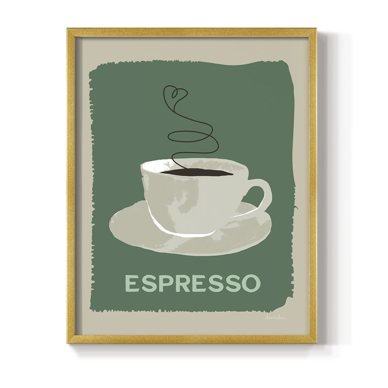 Modern Coffee IV Framed Print - Solid Wood, 21" H x 17" W, Gold