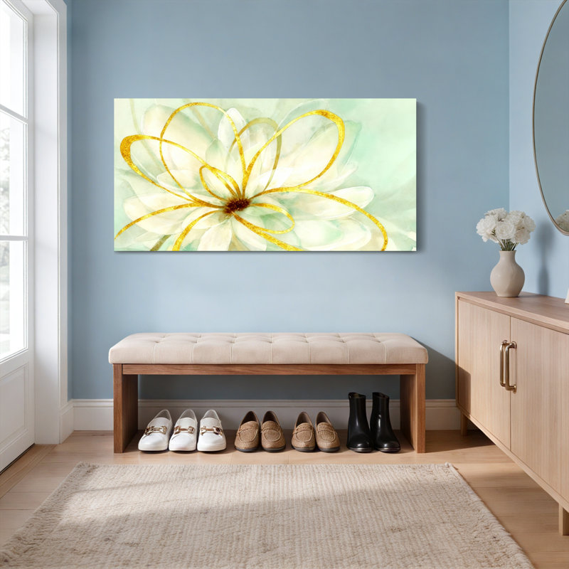 «Golden Floral», ensemble de 1 reproduction d'art sur toile tendue, H 20 po x l 40 po