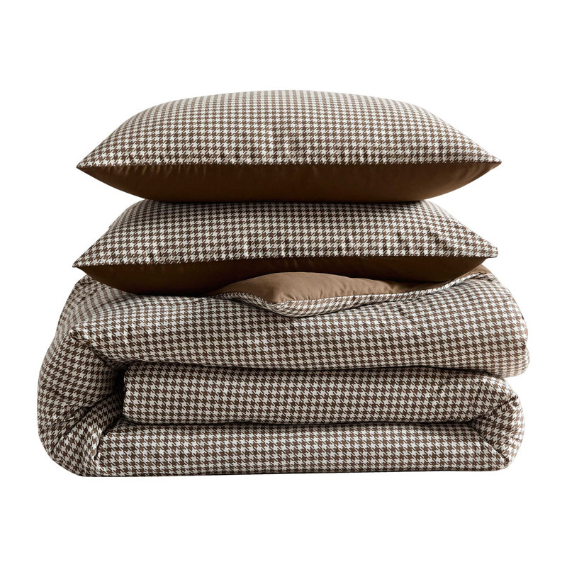 Ensemble d'édredon réversible en coton Eddie Bauer Harrison Brown, Édredon pour lit simple + 1 taie décorative stan