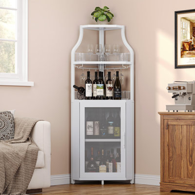 Bar à vin de coin avec support amovible, porte de grange et en filet, tablette réglable, armoire pour bar à domicile, tableau blanc