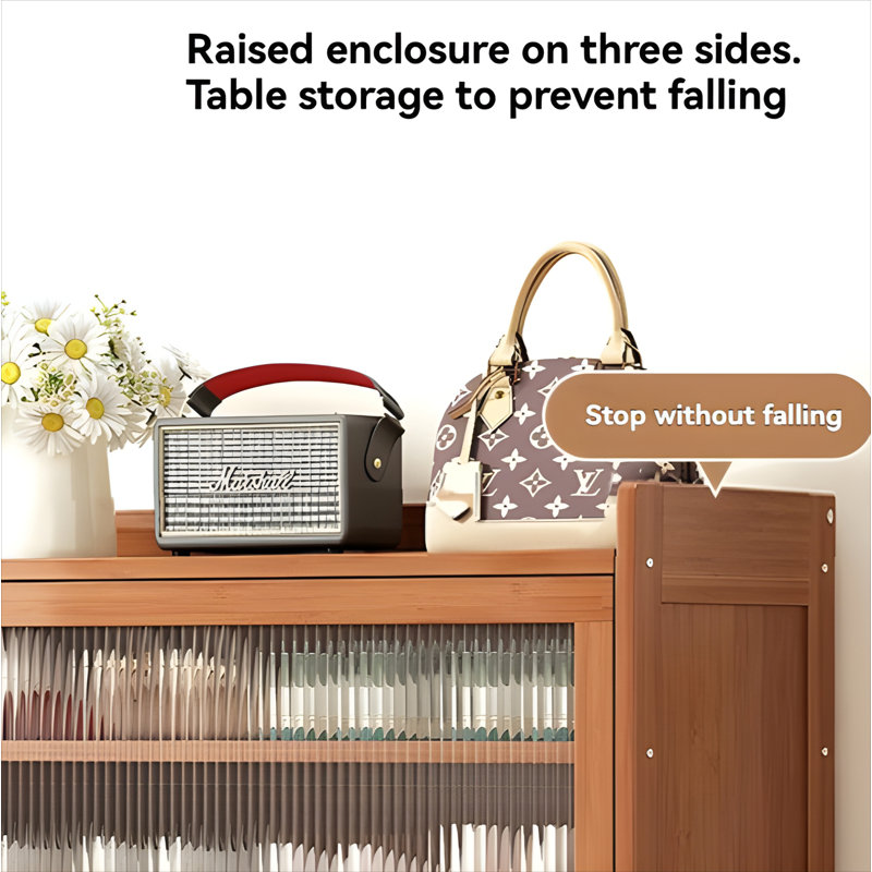 Multi Layer Bamboo Dust-Proof Shoe Cabinet For Household Use, With Easy Storage At The Door And A Detachable Shoe Rack. The Layer Board Is Sturdy And Durable