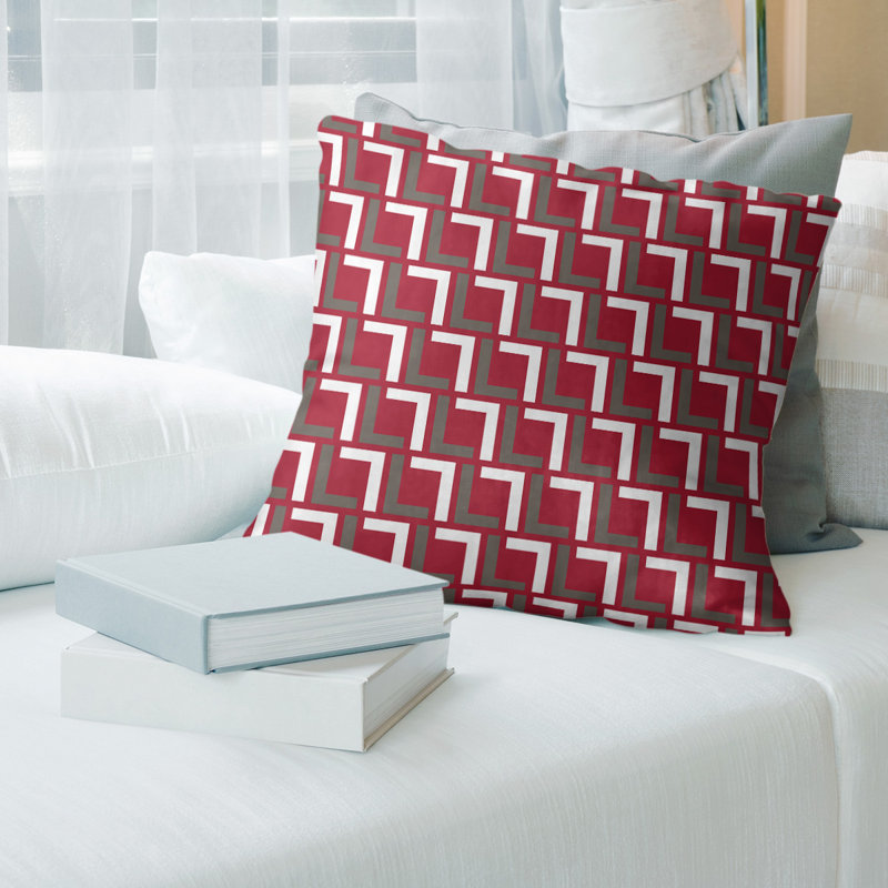 Housse de coussin Tampa Bay, 18" x 18", Polyester sergé, Rouge / Brun / Blanc