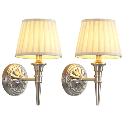  Ensemble de 2 appliques murales sans fil, petites lampes sans fil à piles rechargeables en tissu sans fil 5200mah, éclairages portatifs pour peinture murale, salon, chambre à coucher, couloir, cadeaux, veilleuse (nickel)