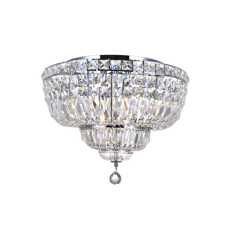 8 Light Flush Mount Ceiling Light – 20-Inch Wide Chrome Finish with Crystal Accents, Bright Ambient Lighting for Hallway, Kitchen, or Bedroom
