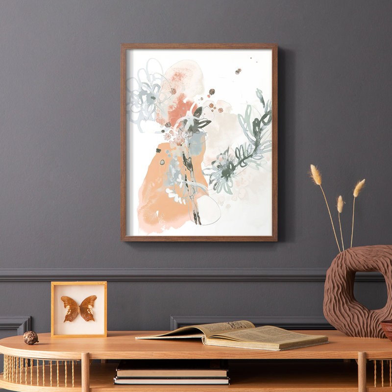 Petal Drift I Framed Print - Solid Wood, Brown, 10" H x 8" W