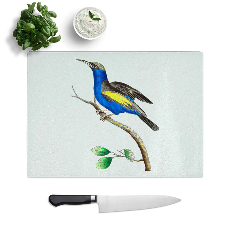 Tempered Glass Creeper Bird Chopping Board, 39 cm W x 28.5 cm L