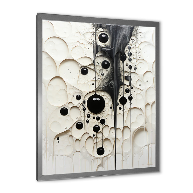 Minimalisme Stingray noir et blanc peinture I - Stingray Wall Art Living Room, Cadre flottant noir, H 40 po x l 30 po