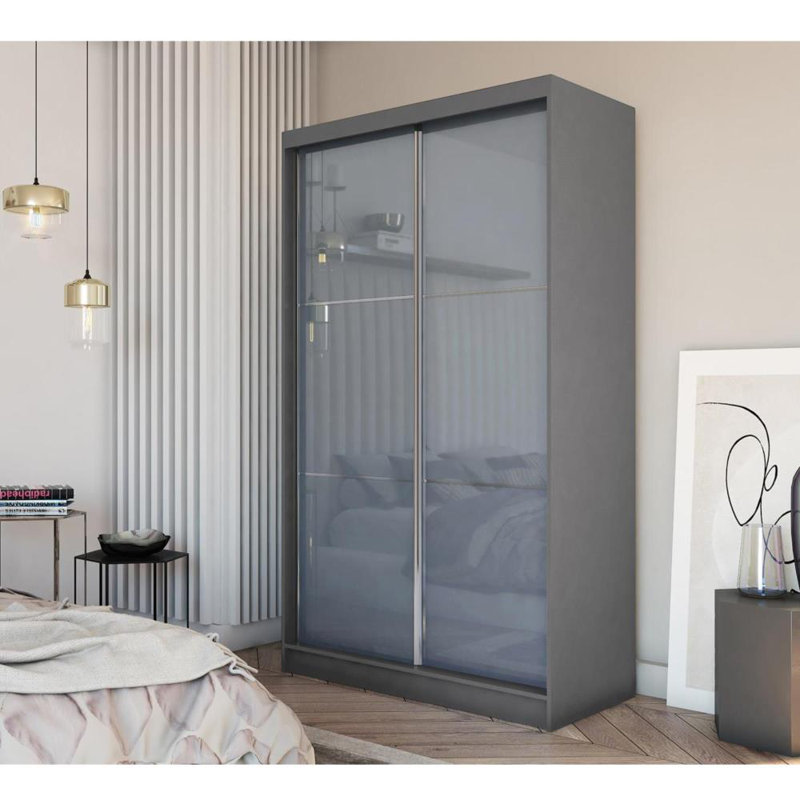 Ariarose 2 Door Sliding Wardrobe, Gray