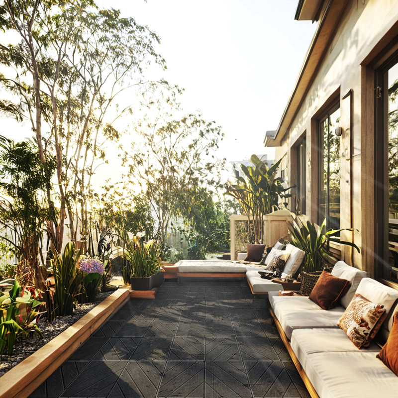 Ensemble de tuiles de terrasse en bois et en plastique composite de 35 pièces, Bois gris