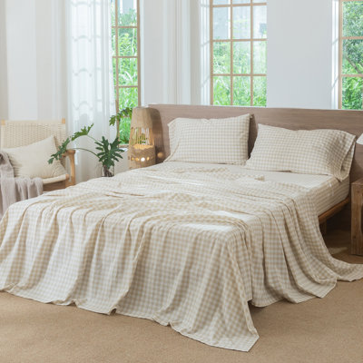 Ensemble de draps 100% coton lavé MooMee