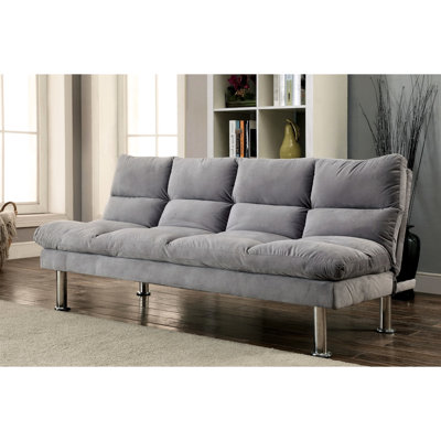 Gray Futon With Contemporary Microfiber And Legs, Converts To Bed Extra Support, 67"l X 28"w 31"h In Legs For Pet Care Planning,