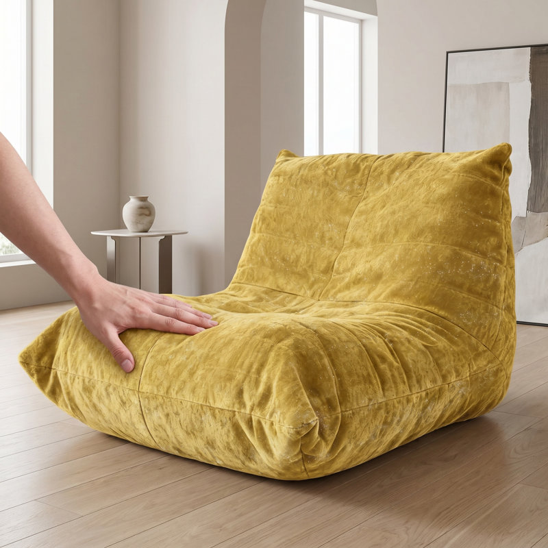 Fauteuil à billes, Tissu jaune