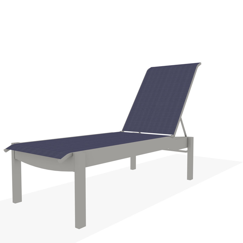 Chaise longue sans accoudoirs empilable en polymère avec accoudoirs Leeward, Neige, Indigo Collect