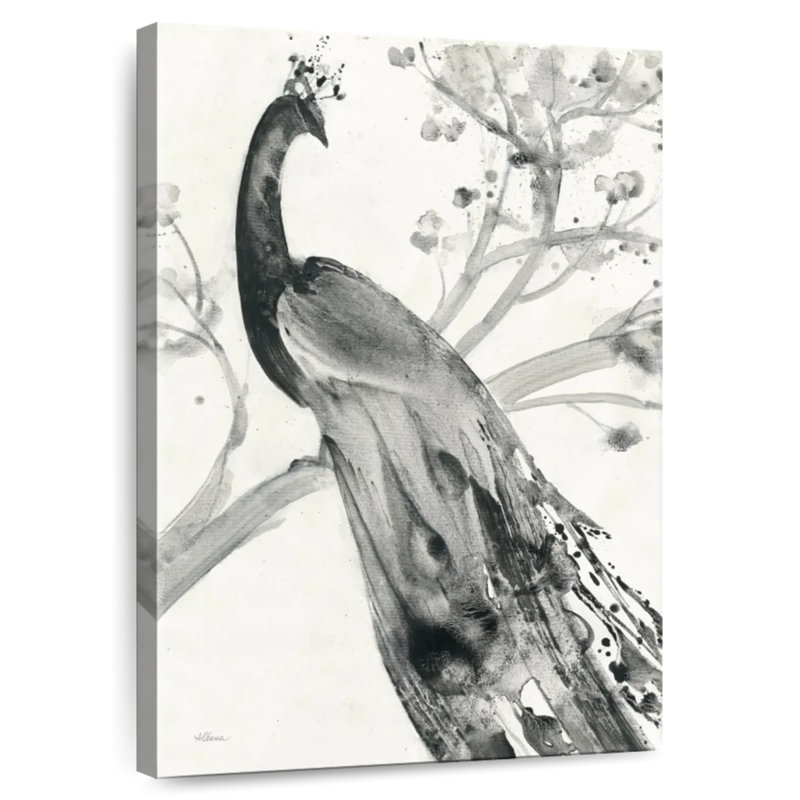 Peinture majestueuse de paon Brampt II, H 51 po x l 34 po