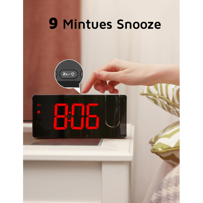 Digital Electric Tabletop Clock with Alarm Black
