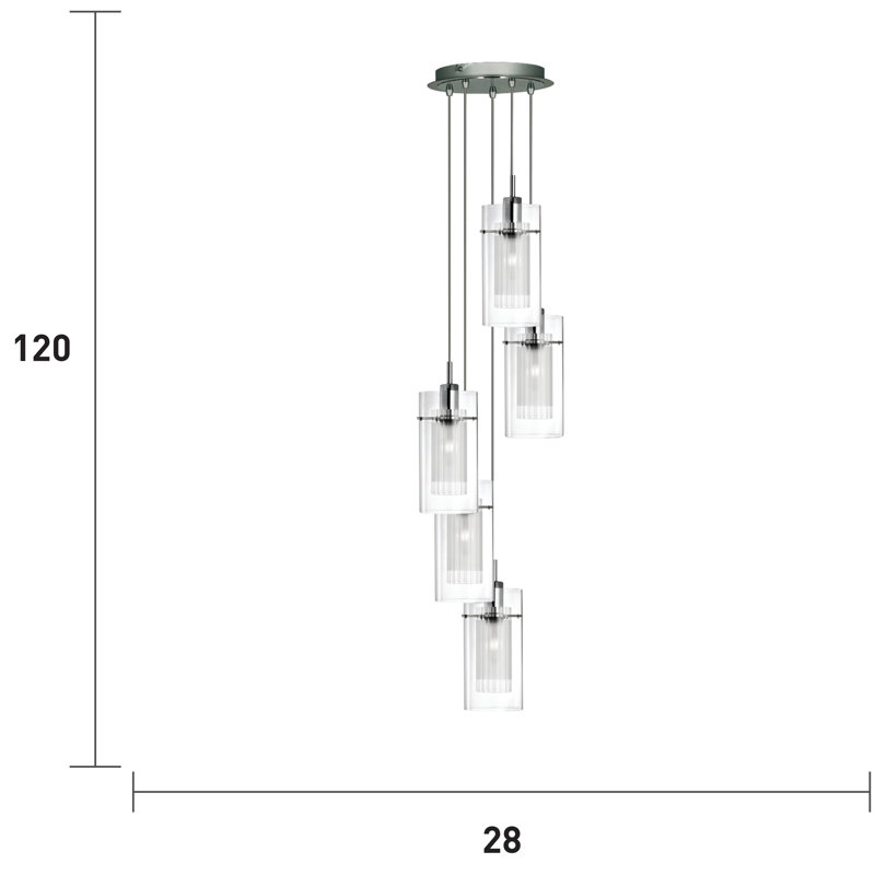 Araceli 5-Light Cluster Chandelier, Clear Glass