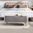 Practical Entryway Storage Seat In Grey Faux Fur With Gold Living Room Bench-1039854774